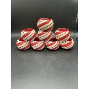 Set Of 8 Peppermint Christmas Napkin Rings
